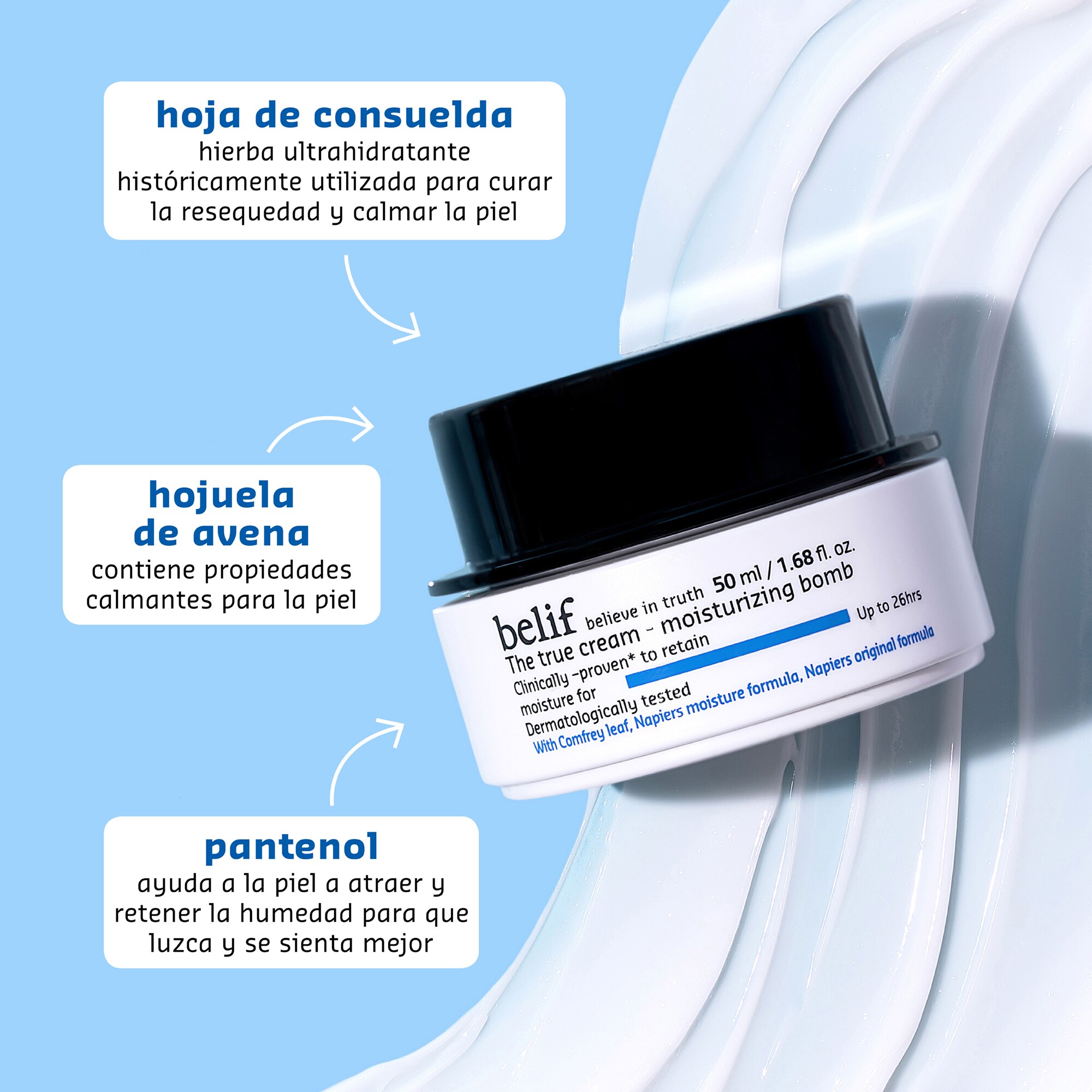 THE TRUE CREAM MOISTURIZING BOMB WITH OAT HUSK AND VITAMIN B (CREMA HUMECTANTE CON SALVADO DE AVENA Y VITAMINA B)